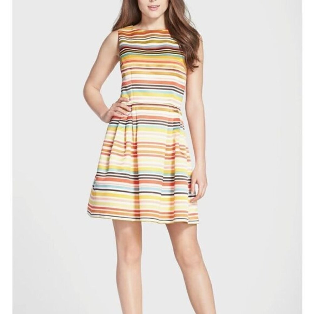 CeCe by Cynthia Steffe 'Yana' Multistripe Georgette Fit & Flare Dress Size 8